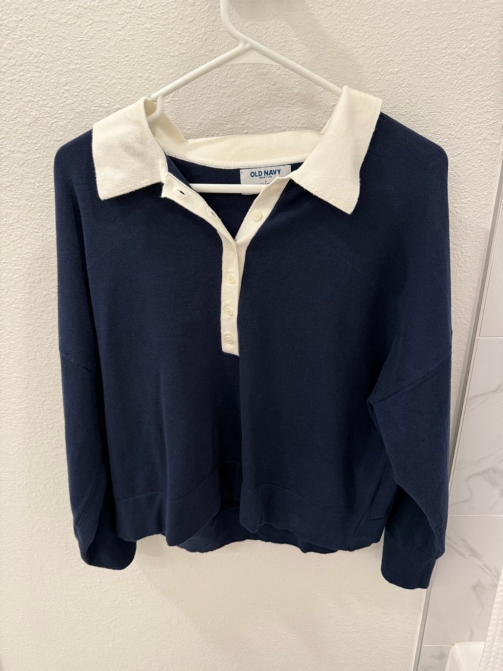 Old Navy Navy and White Polo Sweater